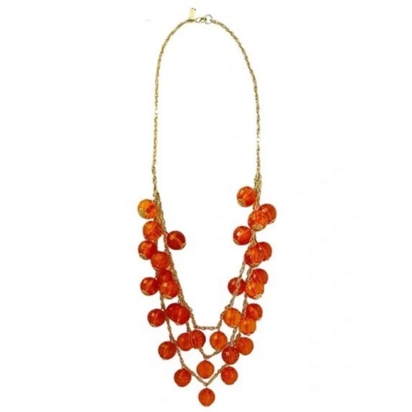 KATE SPADE 2009 Holiday Collection Layered Citrine Orange Vintage Bead Necklace - Picture 4 of 5